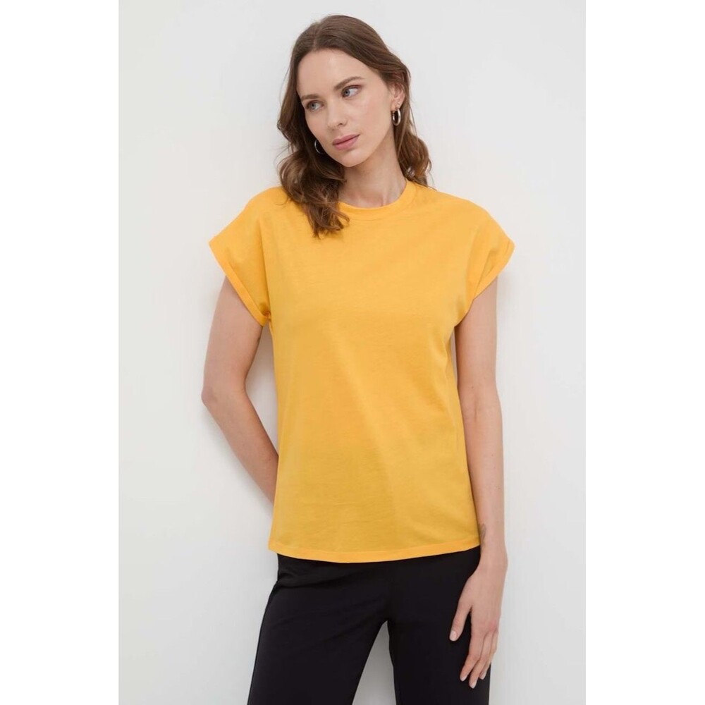 MARELLA Women’s Knitted Blouse Top size S NWT Orange Cap Sleeve Crew Neck